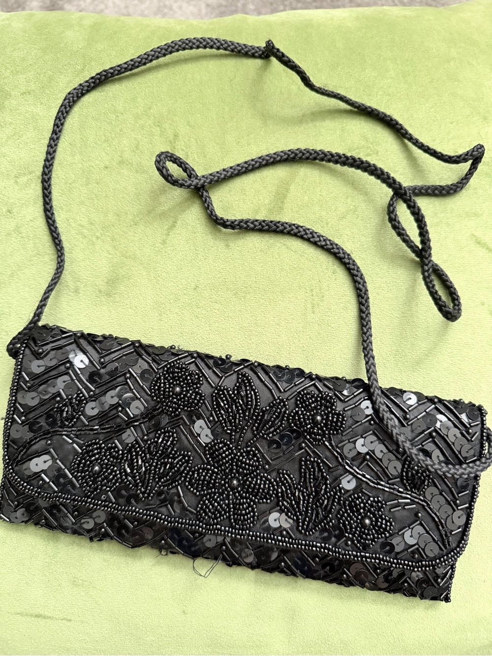 Black Beaded Evening Clutch Bag